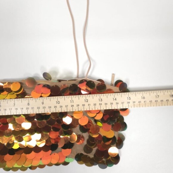 NWOT ZARA Metallic‎ Gold SEQUIN Crop TOP Thin Straps 9406/103 Size XS - Picture 7 of 16